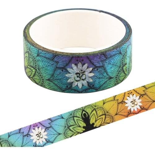 CB886 Yoga Washi Tape Lotus Masking Tape Decorative Adhesive Tape Stickers Scrapbooking Diary Stationery Supply