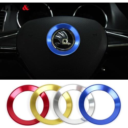 Case for skoda octavia A5 A7 fabia rapid yeti superb Scirocco 3D steering wheel aluminium alloy Sticker car styling