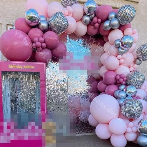 DIY Macaron Baby Pink Balloon Garland Arch Kit 22inch Disco 4D Ball My 1st Party Decorations Kids Baby Boy Girl Garland Supplies