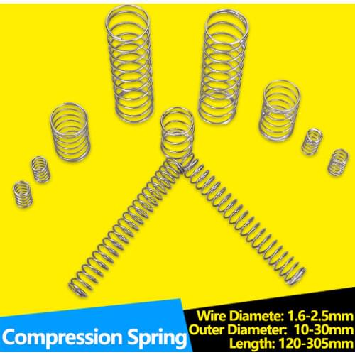 Stainless Steel Compression Long Spring Wire Diameter 1.6-2.5mm Outer Diameter 10-30mm Length 120-305mm Return Spring Custom