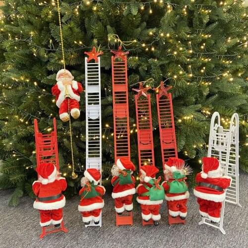 Electric Santa Claus Toys Climb Ladder Bead Chain Christmas Old Man Doll with Music Climbing Creative Children Gifts Xmas Decor