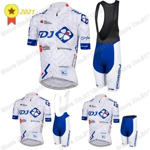 Fdj Team 2021 Cycling Jersey Set Summer Clothing Road Bike Shirts Suit Bicycle Bib Shorts MTB Wear Maillot Ropa