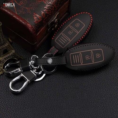 Leather Handle Key Cover Key Chain Intelligent 3 Button for Nissan Almeria Juke Maxima Altima Murano Pathfinder Rogue Versa 3BTN
