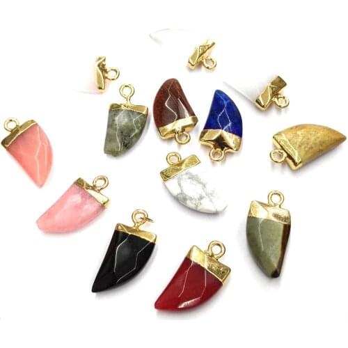 Natural Stone Agates Lapis Lazuli Pendants Crescent shape Pendant for Jewelry Making Diy necklace accessories Size 10x20 mm