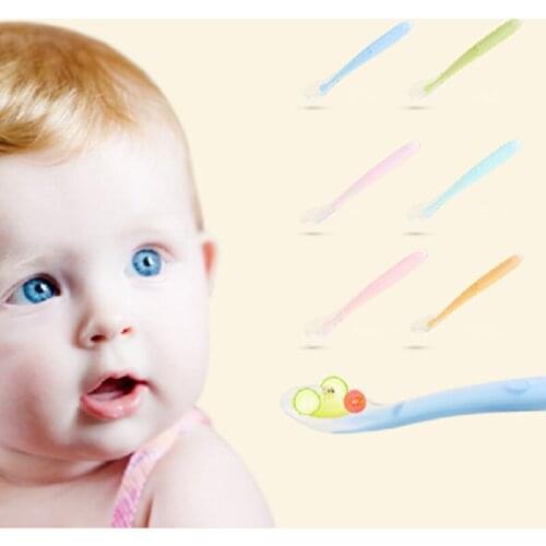 Hot Sale Baby Soft Silicone Spoon Candy Color Temperature Sensing Spoon Children Food Baby Feeding Tools Kids Training Tableware