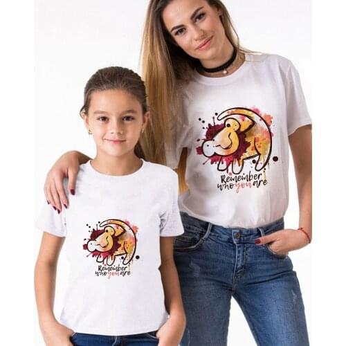 Remember Who You Are Baby Simba Printed Lovely Kids T Shirts Summer Short Sleeve Loose White Matching Family Outfits Family Tops
