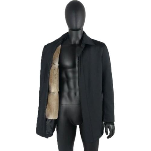 Top Fashion Men Natural Fur Coat Jacket Parka Muskrat Mink Fur Lining Classic Business Casual High Quality