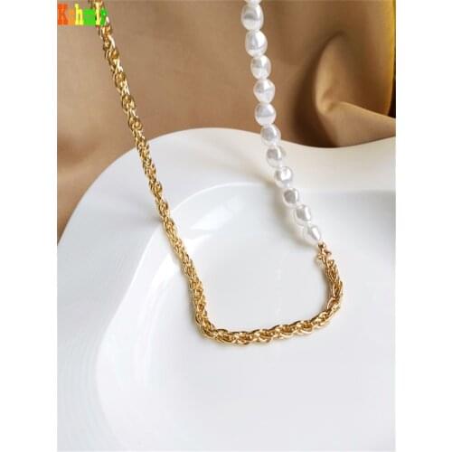 Kshmir Fashion baroque pearl necklace women design choker chain metal splice clavicle chain jewelry gifts 2021