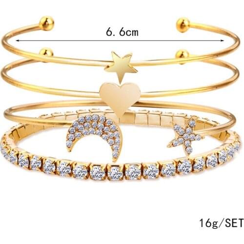 Fashion Fine Hand Decorative Cute/Romantic Creative Alloy Pentacle Moon Snake Chain Bracelet Set For Women In 2021 Made In China