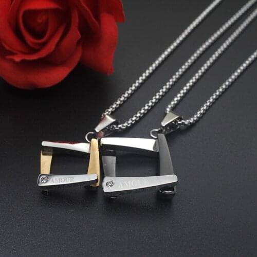 Fashion Titanium Steel Rectangular Pendant Couple Style Stainless Steel Quadrilateral Necklace Geometric Jewelry Hot Sale