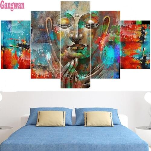 Diamond embroidery color Buddha zen 5pcs set diamond painting Mosaic Buddhism religion icon 3d rhinestone crystal painting decor