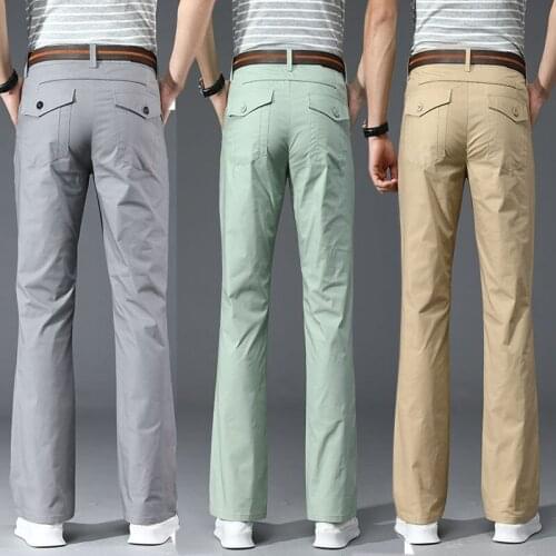 Hot 2020 Spring and Summer New Mens Micro-flare Casual pants Korean version of the Stretch Slim FIared Casual pants