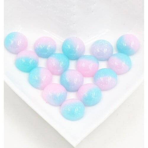 New Fashion 40pcs 12mm Colorful Candy Color Crystal jelly series Flat back Resin Cabochons Cameo H6-50