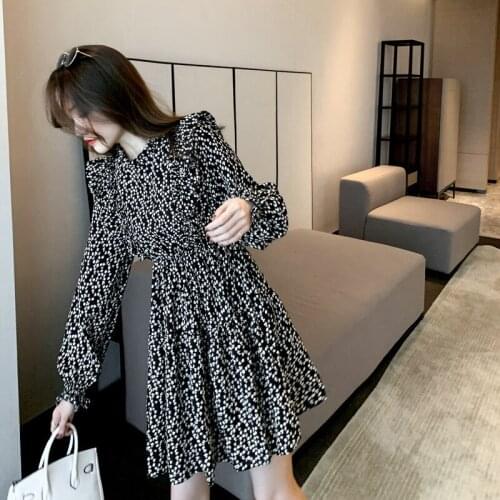 Fall 2021 new womens fashion agaric edge of tall waist show thin elastic best - female floral dress