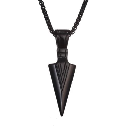 Spearhead Tribal Surf Pendant Necklace for Men Gold Silver Color Color Black Color Arrowhead Necklaces Fashion Punk Male Jewelry