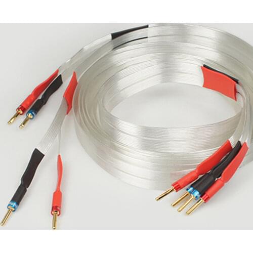 Pair Audiophile Nordost 12 Core Copper Silver Plated HiFi Audio Speaker Cable Banana / Y Spade Plug for Amplifier CD Player