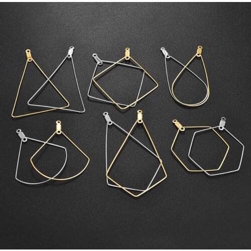 20Pcs/Pack Stainless Steel Earrings Pendants Gold Silver Color Geometric Shaped DIY Jewelry Making Findings Handmade Crafts