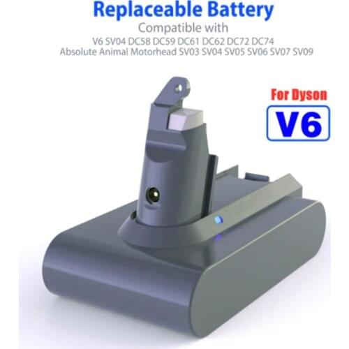 For Dyson 21.6V 6000mAh Replacement Battery and Charger for Dyson Vacuum Cleaner SV09 SV07 SV03 DC58 DC61 DC62 DC74 V6 965874-02