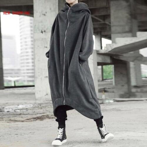 Loose Hoodies Sweatshirt Coat Women Hooded Long Sleeve Fleece Outwear Irregular Oversized Long Jacket Plus Size Dark Academia