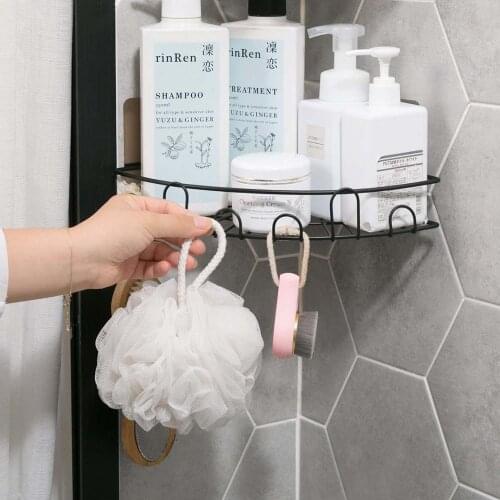 Punch-free Corner Storage Shelves Iron Bathroom Tripod Racks Wall Mounted Cosmetics Shower Gel Storage Organizer