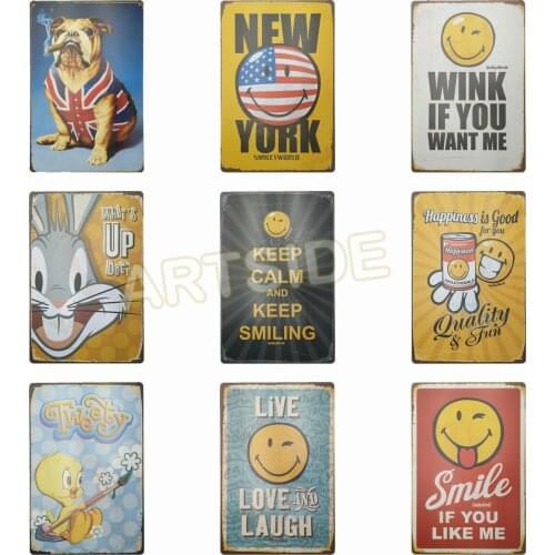 Smile Sheet Metal Drawing Metal Painting Tin Shop Pub Wall Tavern Sign Poster