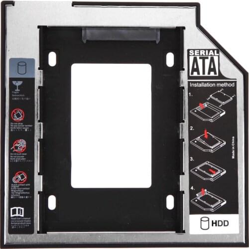 Universal 2.5 2nd 9.5mm Ssd Hd SATA Hard Disk Drive HDD Caddy Adapter Bay For Cd Dvd Rom Optical Bay 9.5mm 2.5" HDD Box Case