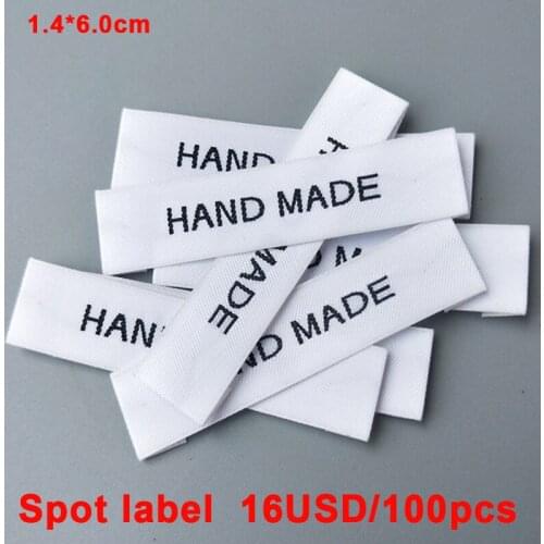 High-quality coat armband HAND MADE white background black text spot cloth label woven label suit jacket label