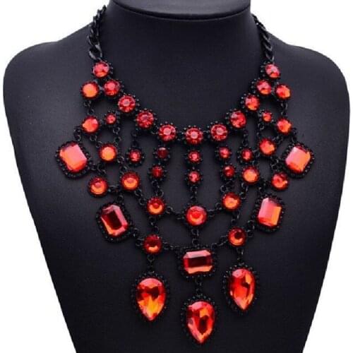 Explosive Colorful Water Drop Alloy Inlaid AAA Zircon Tassel Necklace Classic Trend Retro Flower Sweater Chain