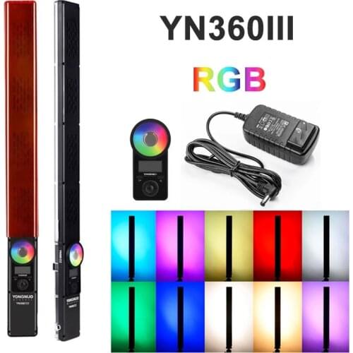 YONGNUO YN360 III YN360III Handheld LED Video Light Touch Adjusting Bi-Colo 3200k-5500k RGB Color with Remote Control Lamp