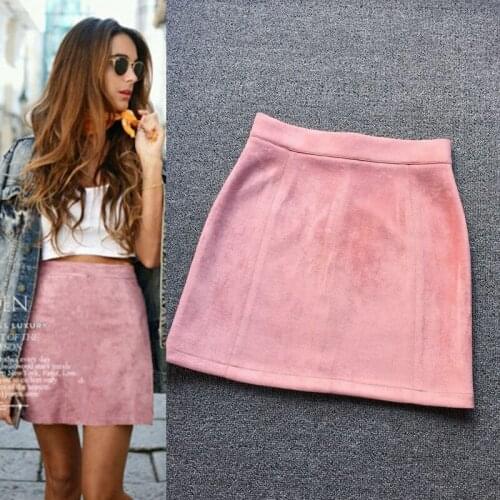 2016 new Korean version Autumn And Winter Hepburn Art retro a-line Suede sweet Mori Girl woman skirt pink black Khaki skirt