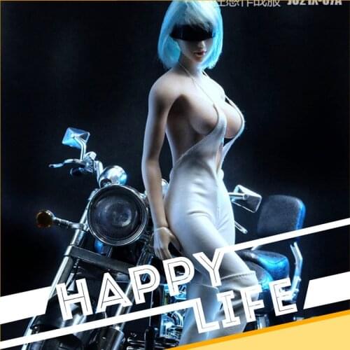 1/6 Female Jumpsuit motorcycle Uniform Black white Overalls leather vest pants Set For 12 inch TBLeague Figure Body Jiaou dolls