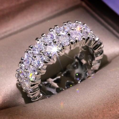 Big Bling Zircon Stone Silver Color Rings for Women Wedding Engagement Fashion Jewelry S925 Silver 2020 New