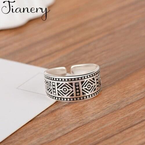 JIANERY Exaggerated Retro Silver Color Rhombus Rings For Women Engagement Rings Vintage Jewelry
