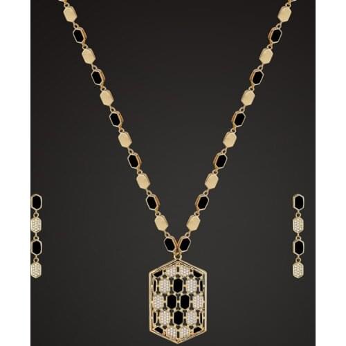 Zlxgirl Metal Copper Wedding Jewelry Sets Brand Enamel Snake Pendant & Necklace Sets Perfect Women Bridal Accessories sets