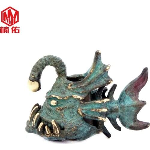 1PC Handmade Broze Monkfish Anglerfish Fish EDC Paracord Beads Umbrella Rope Cord Lanyard Pendants Knife Beads Accessories