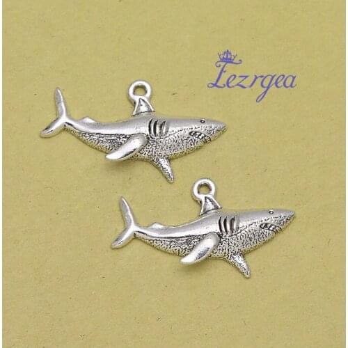 15pcs/lot--32x19mm, shark cham,Antique silver plated shark charms,DIY supplies,Jewelry accessories