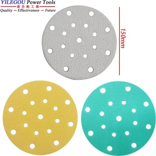 20 Pieces 6" 17 Hole White Sanding Paper 150mm Round Flocking Sandpaper. Dry Abrasive Paper With Grit 60-1000 For FESTOOL Sander
