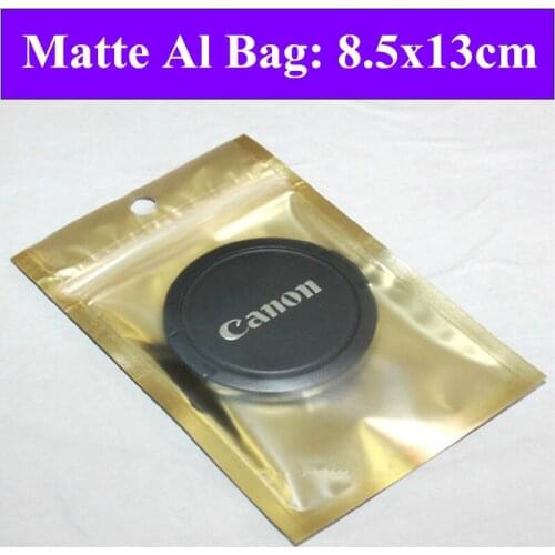 200pcs/lot 8.5cm*13cm 16mic Golden Matte Al Foil Pouches,Flat Ziplock Bag With Round Hole,Resealable Retail Pouches,Medicine Bag