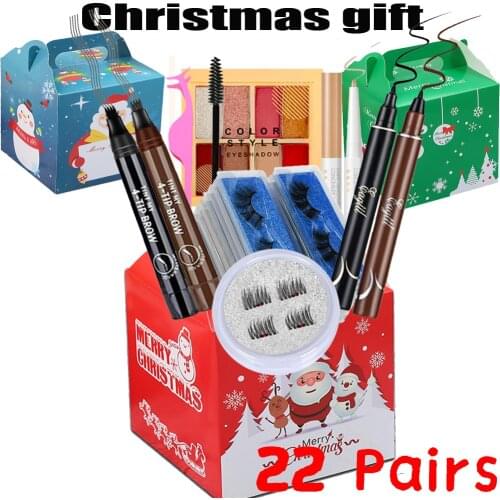 LEKOFO 22/14 Pair lash Christma packaging mink lashes 3D cils naturel Long False eyelashes extension eyelash wholesale Make gift