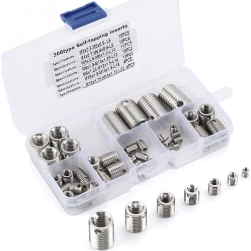 58Pcs/Set Self Tapping Thread Insert Stainless Steel Inner Thread Inserts Set Assortment Kit Fastener Helicoil Repair Tools