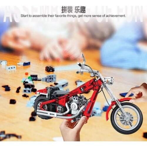 High-Tech 7046 568Pcs Cruising Motorcycle Car Model Building Blocks Assembly Moc City Speed Racing Vehicle Bricks Toys Kid Gift