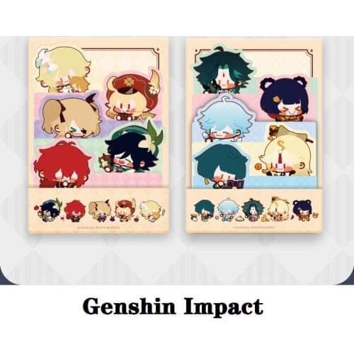 Free shipping Genshin Impact Cosplay Props Project Venti Klee Diluc Xiangling cartoon DIY Notepad 25pcs/bag Kids Christmas Gifts