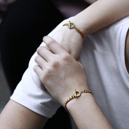 5/6mm Stainless Steel Bracelet for Men Women Couple Bracelet Cuban Curb Link Chain Forever Love Valentine Jewelry Gift LTBSM03