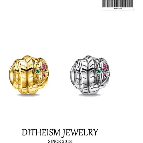 Snake Beads 925 Sterling Silver Golden Fits Bracelet Bangles 2021 New Fine Jewelry Accessories DIY Making Necklace Charms Gift