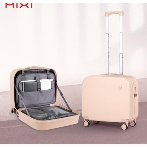 Mixi Patent Design Carry On Suitcase Women Boarding Cabin Luggage Rolling Wheels Travel Bag 100% Polycarbonate 16 Inch 34L