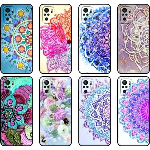 Black tpu Case For Xiaomi Redmi 9T Case Redmi Note 9T Note 10 5G 4G Pro 10S Case Colorful Floral Paisley Flower