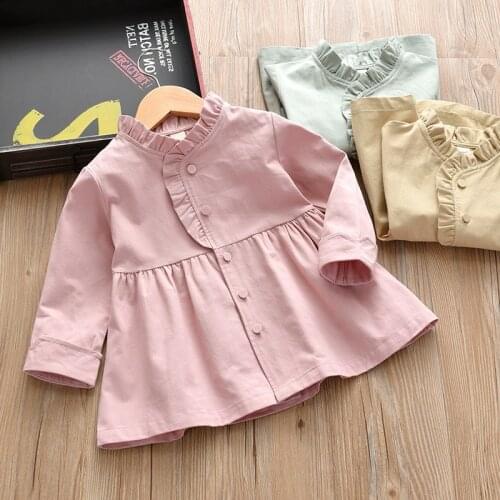 Girls Casual Dresses Cute Korean Chidlren Autumn Long Sleeve Costume Fall Little Girl Cute Clothes Baby Kid Dress Solid Vestidos