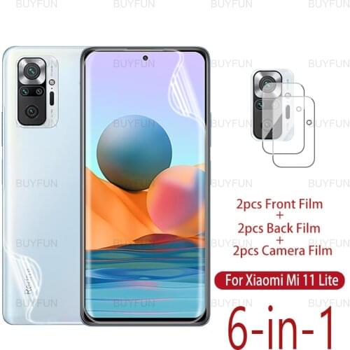 6in1 Hydrogel Film For Xiaomi Redmi Note 10 5G front+back soft film for redmi redmy note 10 9 pro max 10s 9s 9t lens safety film