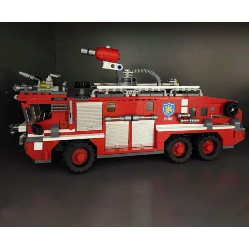 City Fire Fighting Truck Building Blocks Airport Fire Engine High-altitude Fire Truck Water Tank Fire Truck Brick Model Toys