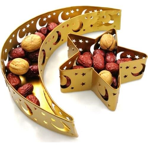 Eid Mubarak Moon Star Serving Tray Tableware Dessert Food Storage Container Eid Adha Dinner Plate Ramadan Party Home Decor 2021